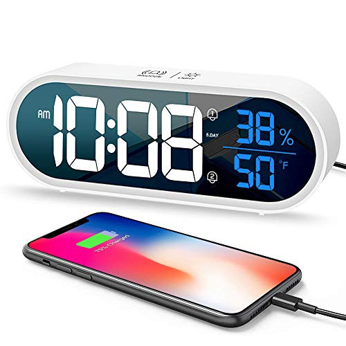 Beeasy Digital Alarm Clock-Small Digital Alarm Clock with LED Time Display- Dual Alarm Setting- Snooze- Humidity and Temperature Detect-Easy to Read Alarm Clocks for Bedroom-White Beeasy Digital Alarm Clock-Small Digital Alarm Clock with LED Time Display- Dual Alarm Setting- Snooze- Humidity and Temperature Detect-Easy to Read Alarm Clocks for Bedroom-White