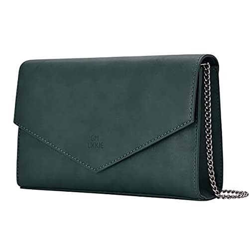 Clutch Purse for Women- GM LIKKIE Evening Envelope Clutch Bag- Crossbody Foldover PU Leather Shoulder Handbag