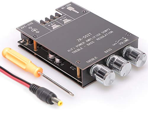 DAMGOO Bluetooth 50WPlus50W Stereo Audio Amplifier Board with Treble and Bass Control- Bluetooth and AUX Inputs- BT 5.0 AMP Board for DIY Wireless Speakers Board- Easy Installation and Password Free