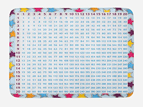 Ambesonne Science Bath Mat- Chart Numbers on Colorful Stars Background Calculation Math Counting Print- Plush Bathroom Decor Mat with Non Slip Backing- 29.5inch X 17.5inch- Multicolor