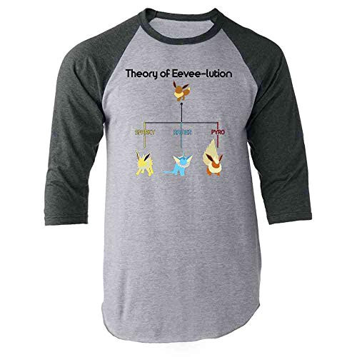 Theory of Eevee-lution Video Gaming Gamer Gray L Raglan Baseball Tee Shirt