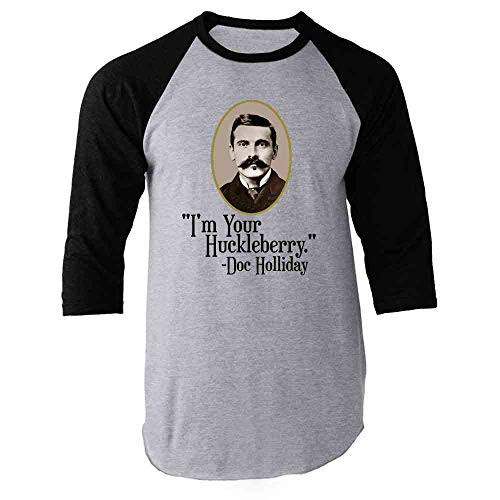 Pop Threads Im Your Huckleberry Doc Holliday Western Quote Black M Raglan Baseball Tee Shirt