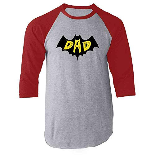 BatDad Superhero Dad Gift for Dad Costume Red XL Raglan Baseball Tee Shirt