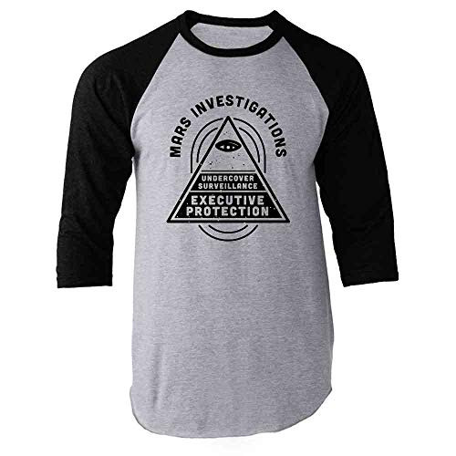 Mars Investigations Retro Noir Detective Black L Raglan Baseball Tee Shirt