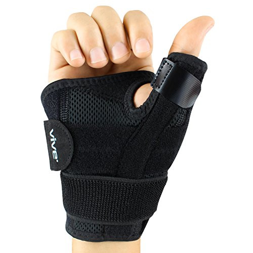 Vive Arthritis Thumb Splint - Thumb Spica Support Brace for Pain, Sprains, Strains, Arthritis, Carpal Tunnel & Trigger Thumb Immobilizer - Wrist Strap - Left or Right Hand (Black) Vive Arthritis Thumb Splint - Thumb Spica Support Brace for Pain, Sprains, Strains, Arthritis, Carpal Tunnel & Trigger Thumb Immobilizer - Wrist Strap - Left or Right Hand (Black)