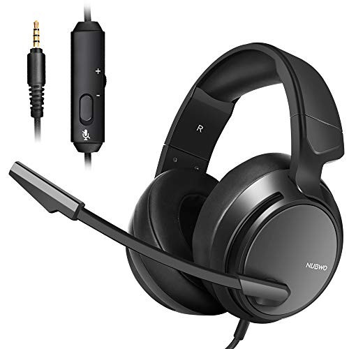 Micolindun N12 Stereo Gaming Headset for PS4, Xbox One, PC with LED Bass Surround Soft Memory Earmuffs, Noise Cancelling Over Ear Headphones Mic, Volume Control for Laptop Table