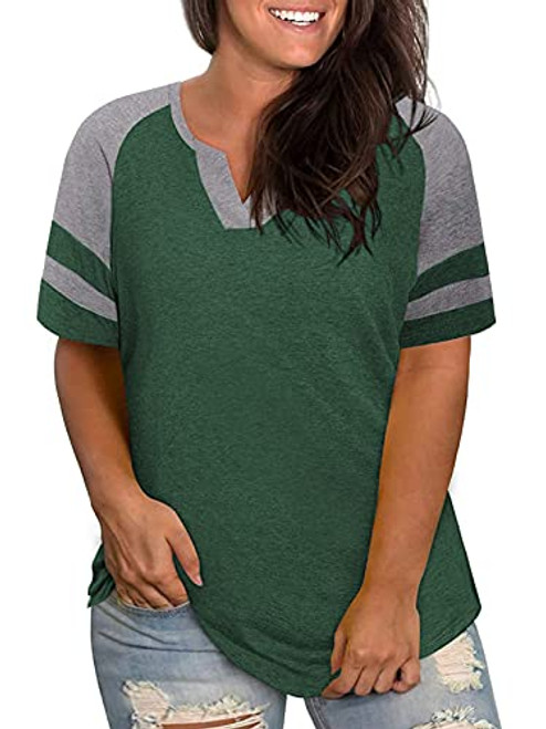 Plus Size Tops for Women 3X Summer Raglan Tee Shirts Oversize Tunics Green 22W Plus Size Tops for Women 3X Summer Raglan Tee Shirts Oversize Tunics Green 22W