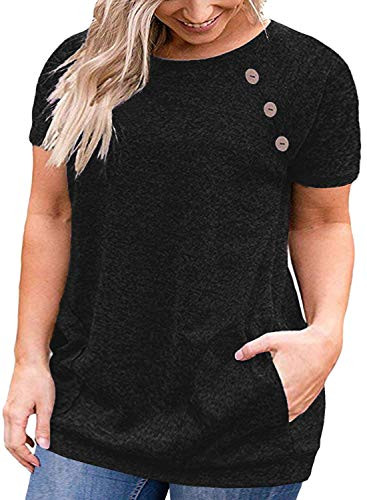 Plus Size Tops for Women 3X Summer T Shirts Oversized Tunics Black 22W