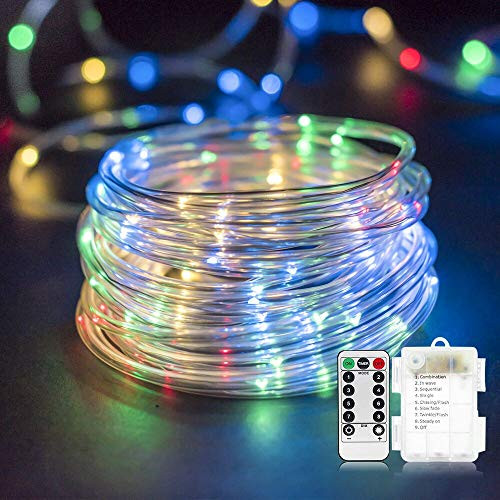 YULAMP LED Rope Light Outdoor, Led Rope Light Battery Operated String Light 40FT 120LED/RGB Strip Light,Rope Light 8 Modes Fairy Lights Dimmable/Timer with Remote Control for Indoor/Outdoor YULAMP LED Rope Light Outdoor, Led Rope Light Battery Operated String Light 40FT 120LED/RGB Strip Light,Rope Light 8 Modes Fairy Lights Dimmable/Timer with Remote Control for Indoor/Outdoor