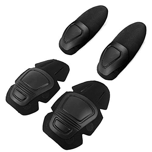 FIRECLUB Tactical Protective G3 Combat 2 Knee Pads and 2 Elbow Pads for Military Airsoft Hunting Clothing/Pants -Black-