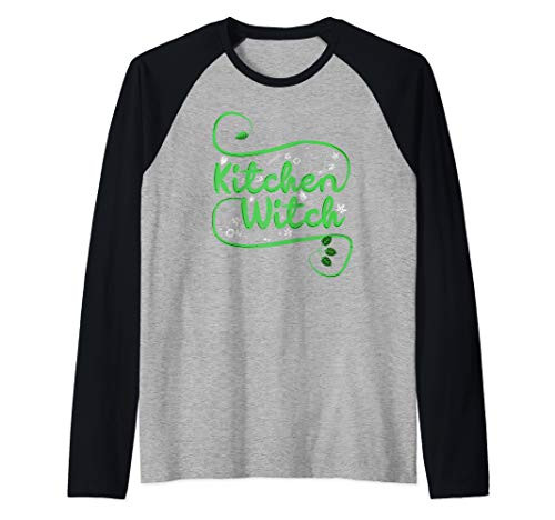 Herbalist Kitchen Witch Green Plant Medicine Natural Cooking Raglan Baseball Tee