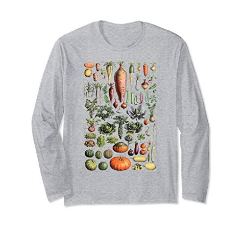 Kitchen Vegetable Identification Reference Chart Botanical Long Sleeve T-Shirt