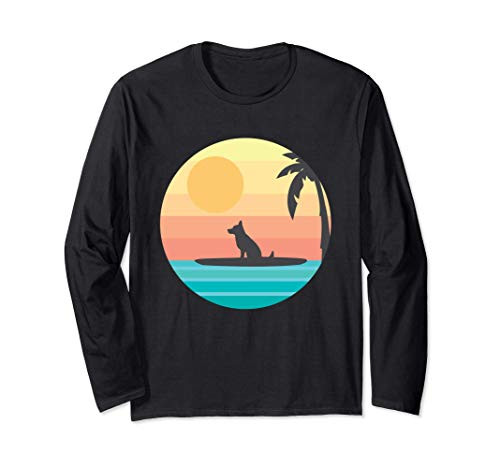 Funny Sup Dog Paddle Board German Shepherd Dog No Text Long Sleeve T-Shirt