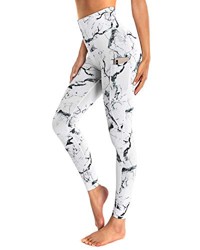 OUGES Womens High Waist Yoga Pants with Pockets Workout Running Leggings-Pattern02-S-