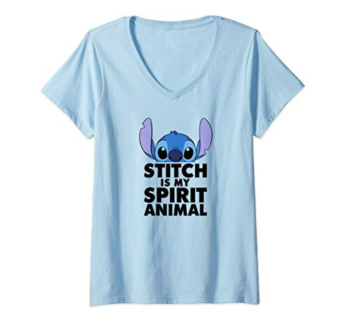 Womens Disney Lilo and Stitch Spirit Animal V-Neck T-Shirt