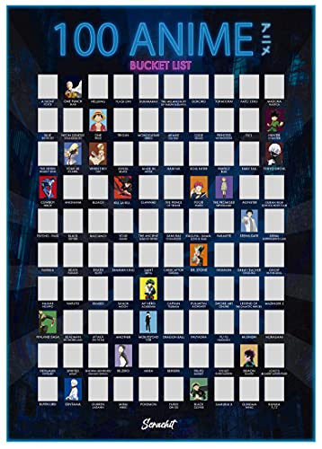 Scrachit Top 100 Anime Scratch Off Poster - 2021 Anime Bucket List - Anime Gifts For Weebs -16.5inch x 23.4inch-