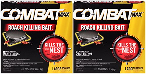 Combat Max Roach Killing Bait for Large Roaches, 8 Bait Stations (Pack of 2)