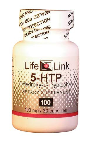 LifeLink's 5-HTP 100 mg - Hydroxy-L-Tryptopan Ditary Supplement Boost- Neurotransmitter Support Helps Sleep Better  and  Wake Up Restored 30 Capsules
