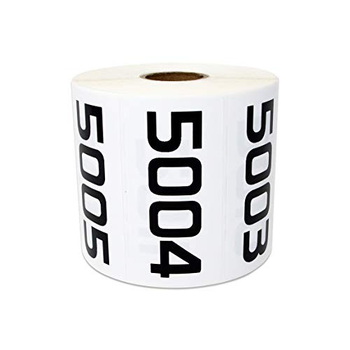 1000 Labels - 5001 to 6000 Consecutive Number Stickers for Inventory Counting Quality Control -3 x 1.5 inch - 1 Roll-