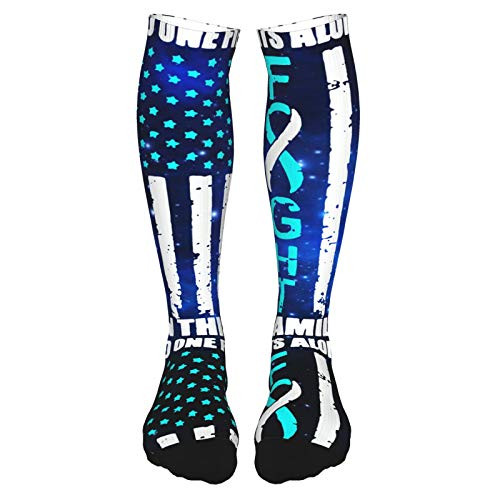 No One Fights Alone USA Flag Men's Women's Compression Socks Knee High Thermal Diabetic Socks