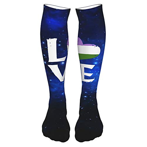 Genderqueer Pride Flag Heart Men's Women's Compression Socks Knee High Wicking Diabetic Socks