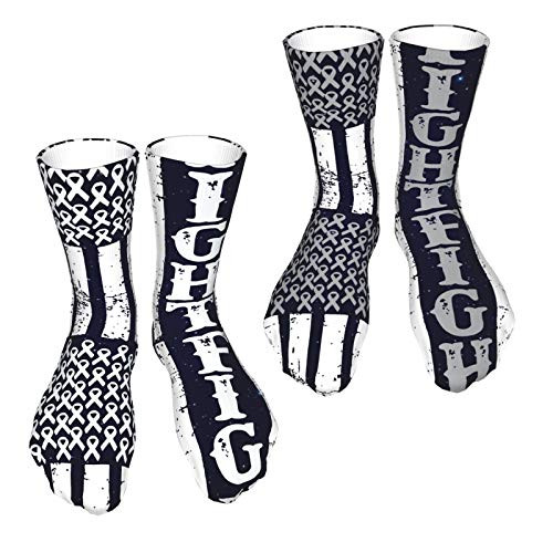 Brain Cancer Awareness Flag Men's Women's Compression Socks Knee High Crew Diabetic Socks