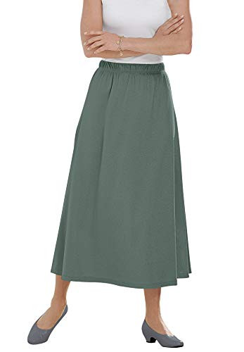 Woman Within Women's Plus Size Petite 7-Day Knit A-Line Skirt - LP- Pine Green