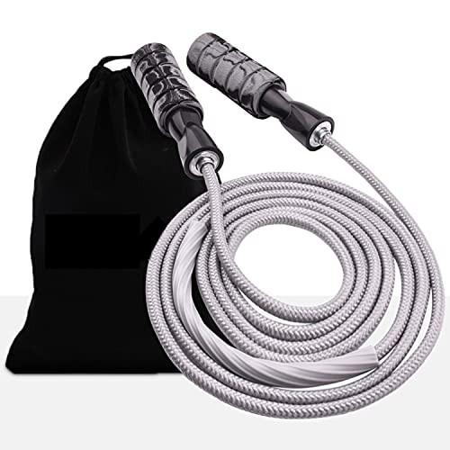 Fitness Jump Rope Workout Speed Skipping Rope with Weighted Ball Bearing Adjustable Length with Foam Handles for Home Fitness Cardio Endurance Training Jumping Exercise-Gray