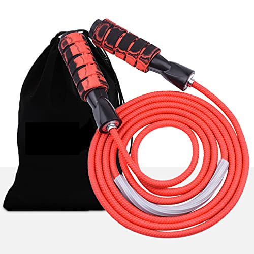 Fitness Jump Rope Workout Speed Skipping Rope with Weighted Ball Bearing Adjustable Length with Foam Handles for Home Fitness Cardio Endurance Training Jumping Exercise-Red