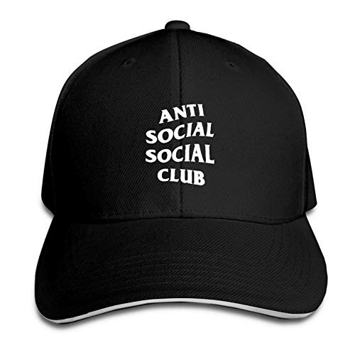 Anti Social Club Man's Sandwich Cap Baseball Cap University Unisex Adjustable Hat Caps Fun for Boys Girls Black