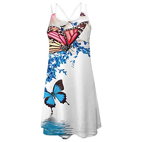 NJGRAE Summer Dress Women's 3D Printing Sling O-Neck Hollow Out Slim Bottoming Shirt Dress Blue 03 L NJGRAE Summer Dress Women's 3D Printing Sling O-Neck Hollow Out Slim Bottoming Shirt Dress Blue 03 L