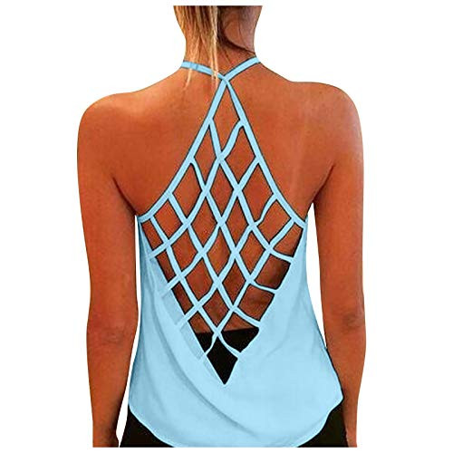 Tank Tops for Womens Sexy Criss Cross Back Plain Cami Tops Casual Vest Summer Sleeveless Tunic Tee Blouses