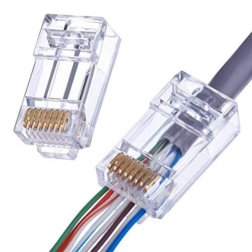 EZnetizen Gold Plated 100010C EZ - RJ45 CAT6 8P8C 26 Pieces Pass Through 3 Micron 3u 3 Prong Premium Connectors