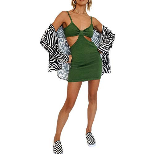 NUFIWI Womens Sexy Knitted Cut Out Spaghetti Strap Long Dresses Halter Neck Backless Maxi Dress Club Party Y2K Streetwear -C Green- M- NUFIWI Womens Sexy Knitted Cut Out Spaghetti Strap Long Dresses Halter Neck Backless Maxi Dress Club Party Y2K Streetwear -C Green- M-