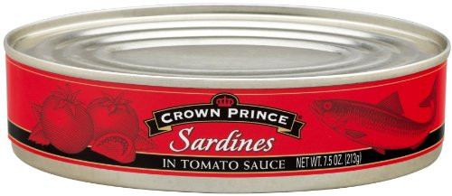 Crown Prince Sardines in Tomato Sauce- 7.5-Ounce Cans -Pack of 12-