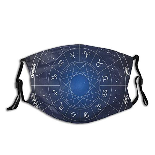 Fillter Face Cloth For Adults and kids-Zodiac Horoscope Chart In Wheel Shape With Dates In Space Dots Image-Cold Mouth Dustproof Double Protection s Fillter Face Cloth For Adults and kids-Zodiac Horoscope Chart In Wheel Shape With Dates In Space Dots Image-Cold Mouth Dustproof Double Protection s