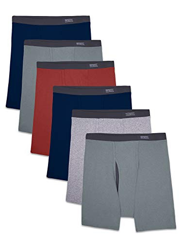 Fruit of the Loom Men's Coolzone Boxer Briefs -Assorted Colors-- 6 Pack - Covered Waistband- Large