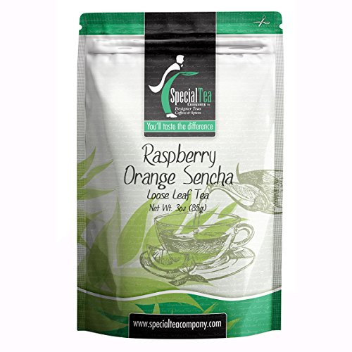 Special Tea Raspberry Orange Sencha Green Tea- Loose Leaf- 3 Ounce