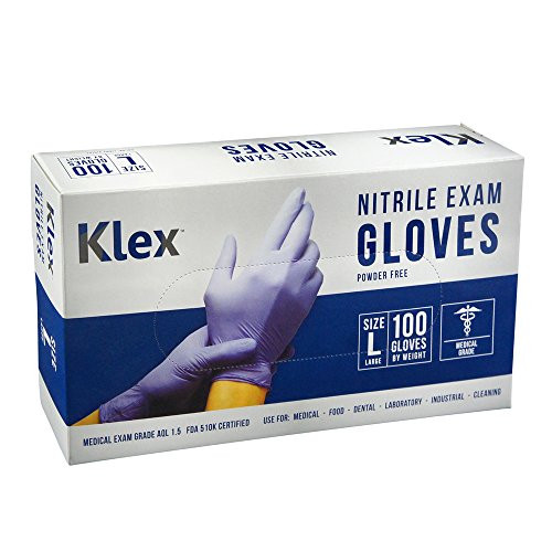 Klex Nitrile Exam Gloves - Medical Grade- Powder Free- Latex Rubber Free- Disposable- Food Safe- Lavender L Large Klex Nitrile Exam Gloves - Medical Grade- Powder Free- Latex Rubber Free- Disposable- Food Safe- Lavender L Large