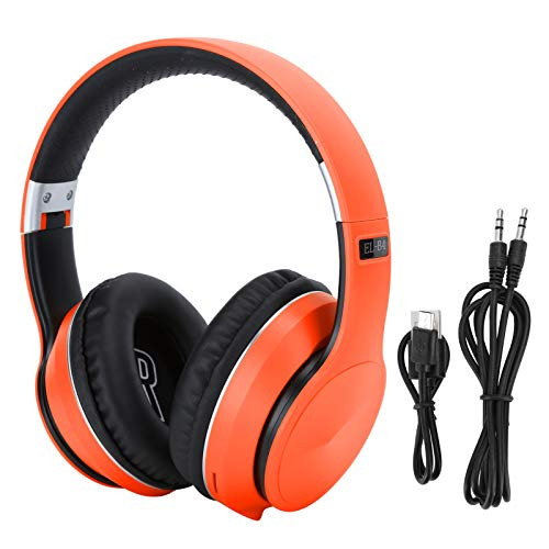 CiCiglow Bluetooth Headset- Head?Mounted Wireless Bluetooth Headphones Support FM Radio Foldable Retractable Noise-Cancelling Stereo Sport Earphone for Smartphone- Tablet- PC- etc.-Orange-