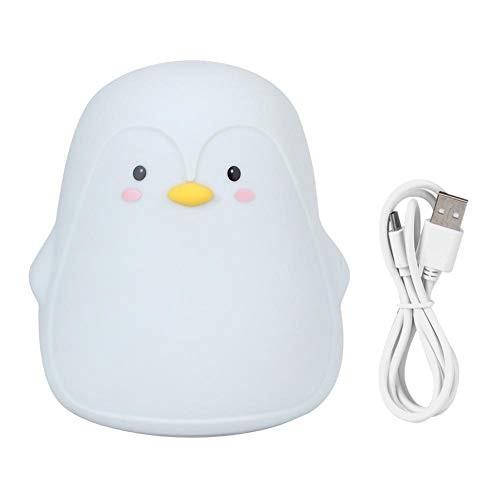 Night Light-Silicone Colorful Cute Penguin USB Charging LED Night Light Lamp for Bedroom Bedside Silicone Night Lamp for Living Room-Gray-