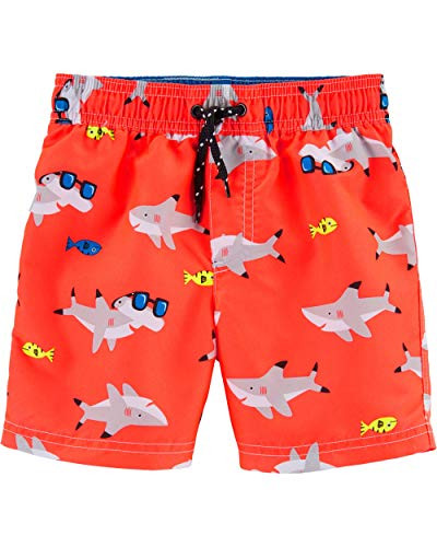 Carter's Free Combination Boys Rashguard and Swim Trunks -Orange Shark Swim Trunks- 24m-