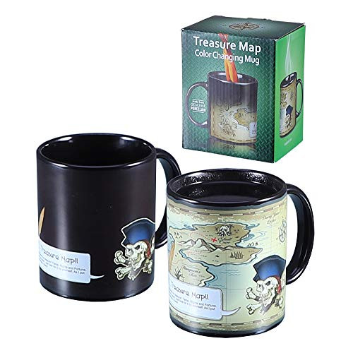 Antner Heat Changing Treasure Map Mug Color Changing Magic Coffee Mug Heat Sensitive Ceramic Cup, 12 Ounce