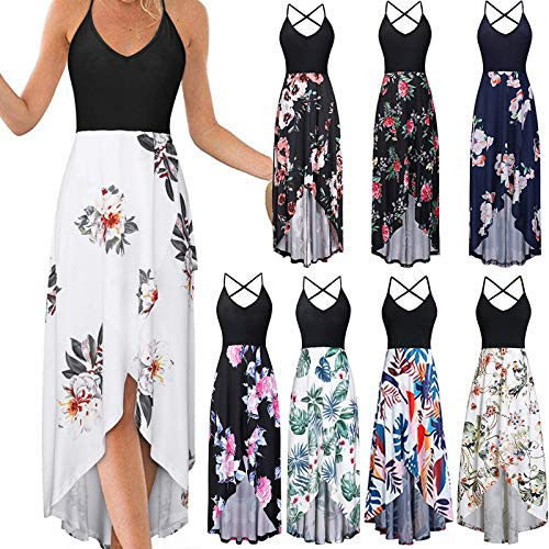 Mallocat Dress for Women- Womens Casual V Neck Sleeveless Floral Print Sundress Asymmetrical Long Maxi Dress Party Dress Mallocat Dress for Women- Womens Casual V Neck Sleeveless Floral Print Sundress Asymmetrical Long Maxi Dress Party Dress
