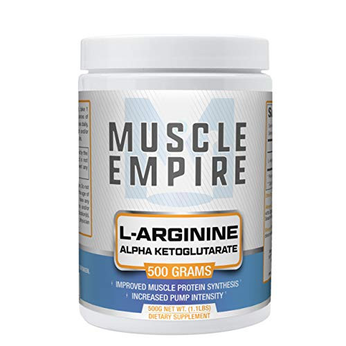 L-Arginine Alpha Ketoglutarate -AAKG- Powder - Nitric Oxide Booster  and  Improved Protein Synthesis - 500 Grams - Muscle Empire