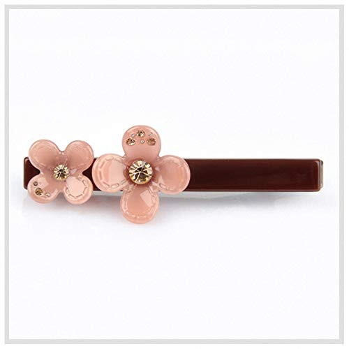 Pudwy Rhinestone Flower Hair Barrette Clips Acetate Hair Clips for Women Girls Floral Accessories Headwear Orange Pink