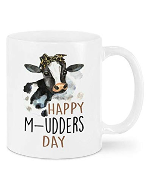 Funny Mugs with Handle 11 oz Happy M-UDDERS Day Ceramic Coffee Mug Mudders Day Cow Mug 11oz Gift For Mom