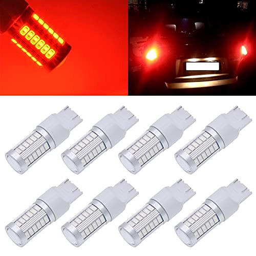 T20 7443 7443 LED Blubs Brake Light Bulbs Super Bright 5630 33-SMD T20 W21W 7443 Turn Signal Light Bulbs Brilliant Red LED Lights Bulbs for Backup Reverse Light Replacement -Set of 8-