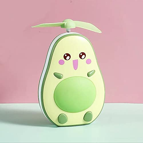 JHHXW Avocado Styling Mini Vanity Mirror Fan- Handheld USB Charging Fan- LED Night Light -Color - Green-