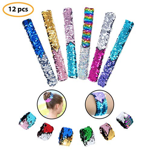 Mermaid Bracelets Flip Sequin Bracelets Mermaid Slap Bracelets Mermaid Party Supplies Mermaid Party Favors Pack of 12